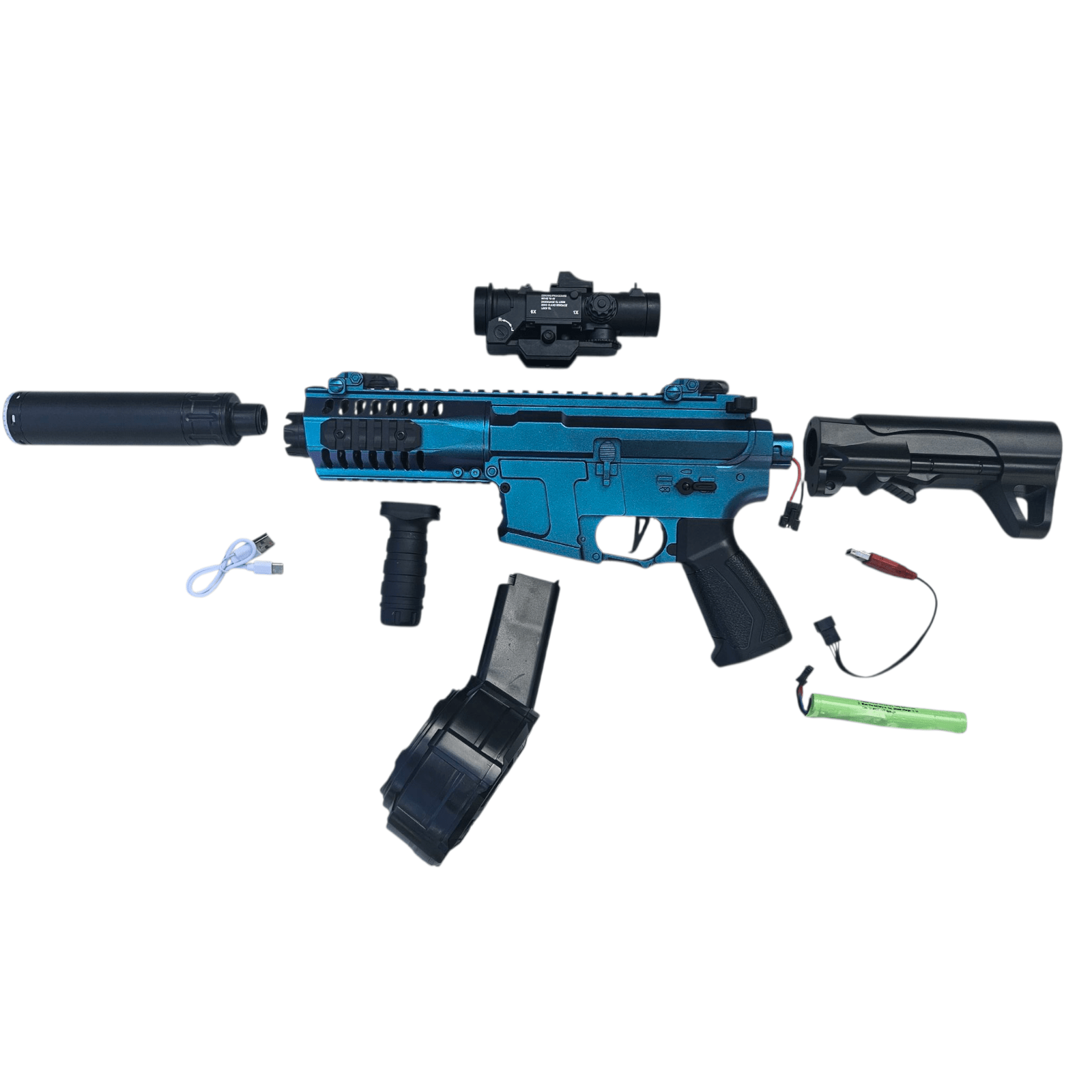 "ARP Gel Blaster – Chameleon Edition med tracer, leveres med blaster, accessories og et levende, farverigt design."