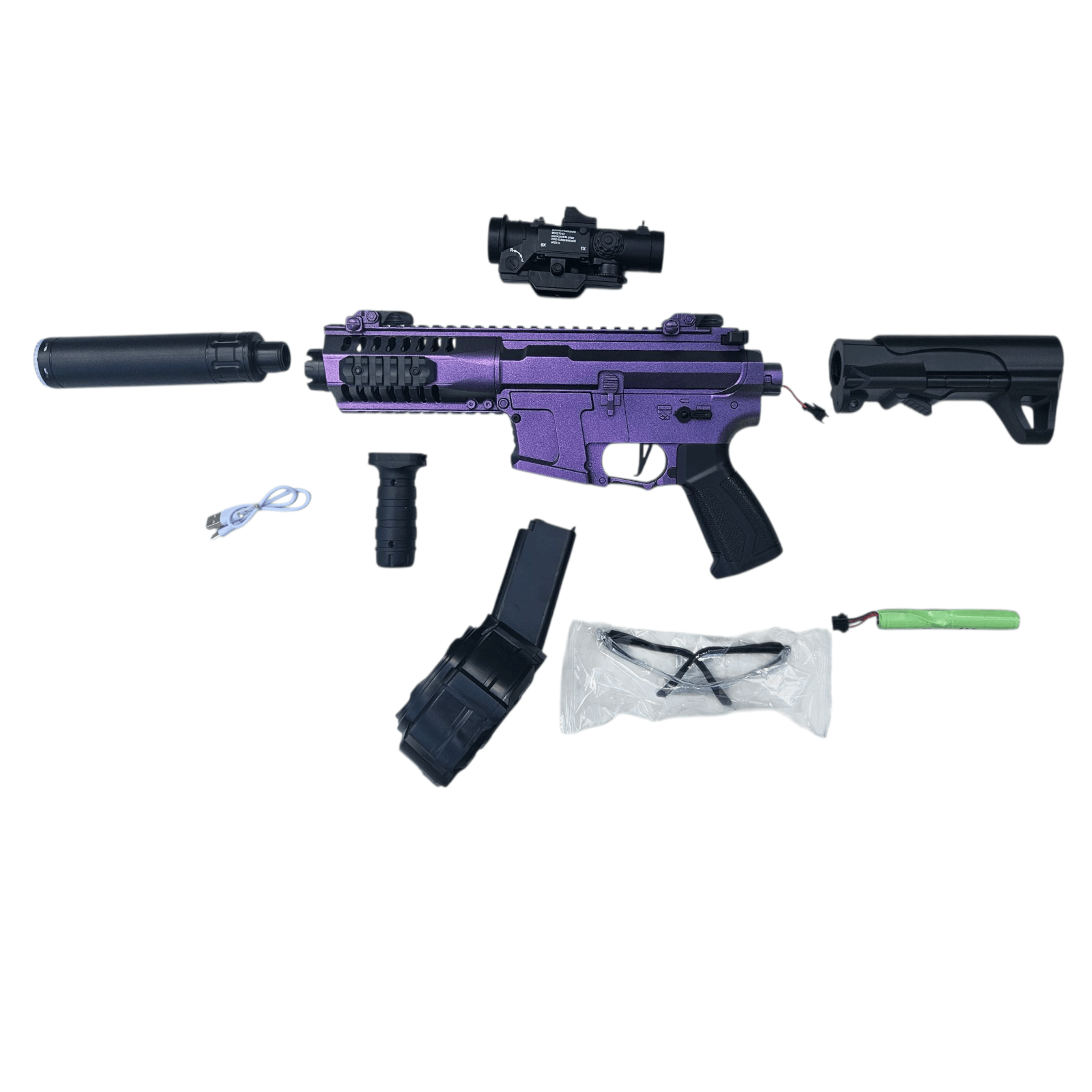 "ARP Gel Blaster – Purple Edition med tracer og accessories, elegant design og kraftfuld ydeevne."
