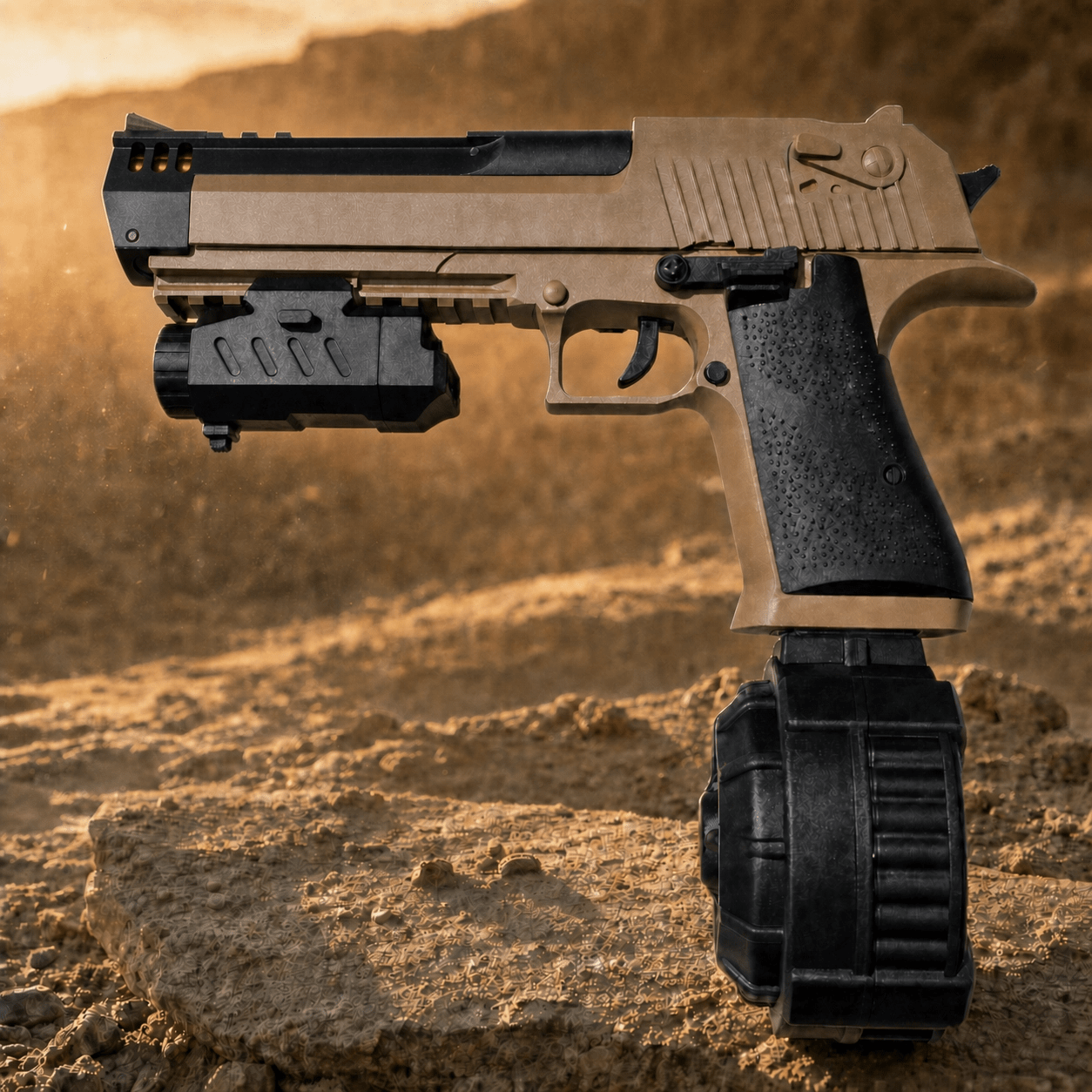 Desert Eagle Style Pro Gel Blaster Tan – Nylon Kvalitet LED – premium gel blaster til erfarne spillere
