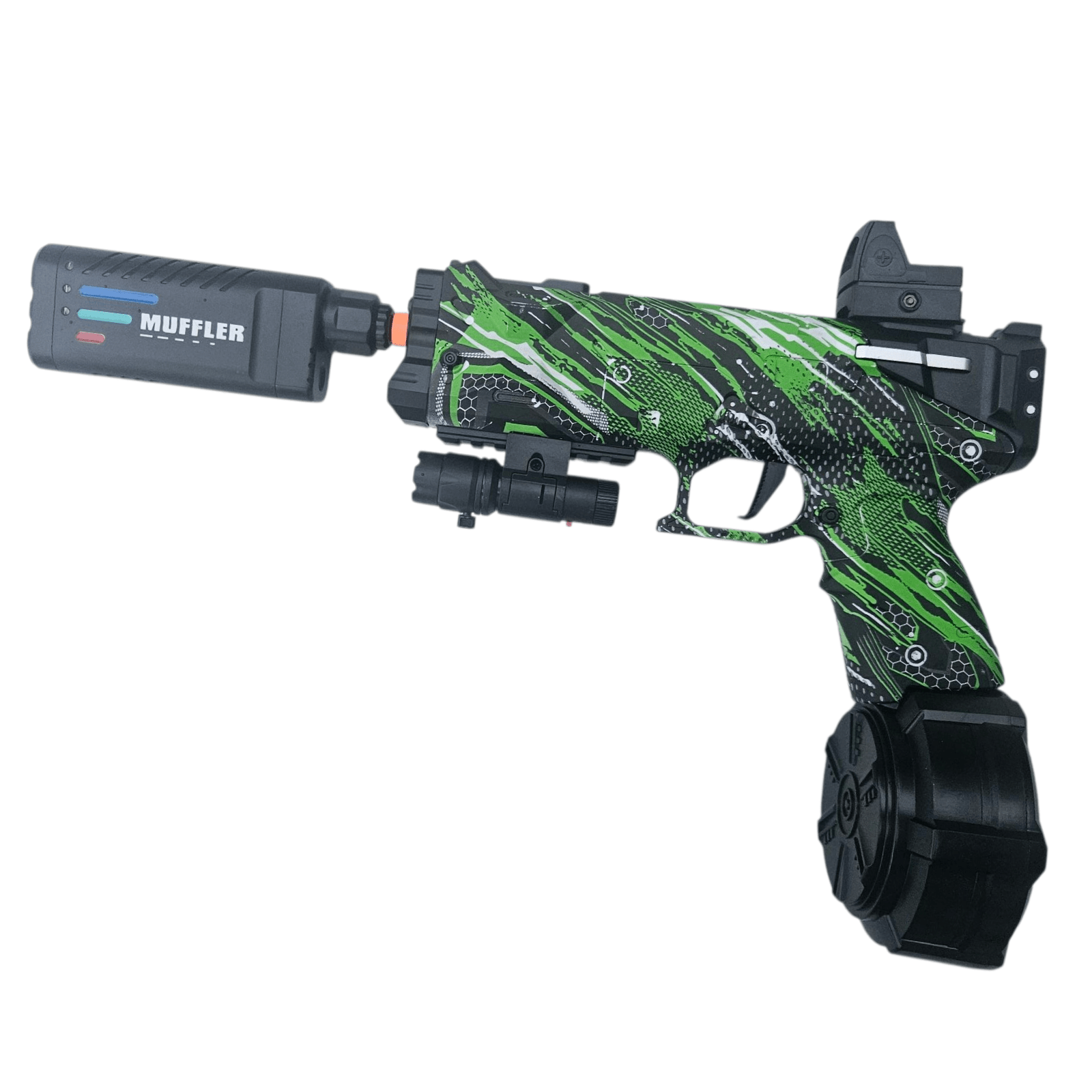 Fire Rat Gel Blaster Grøn Edition med muffler og urban camouflage design