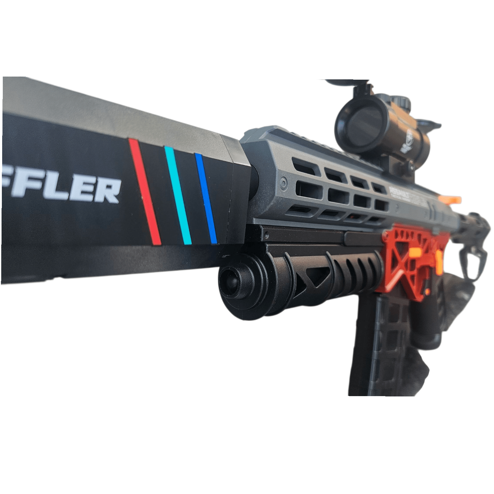 MK6 Luminous Red Heat Gel Blaster close-up showing detailed design and features.