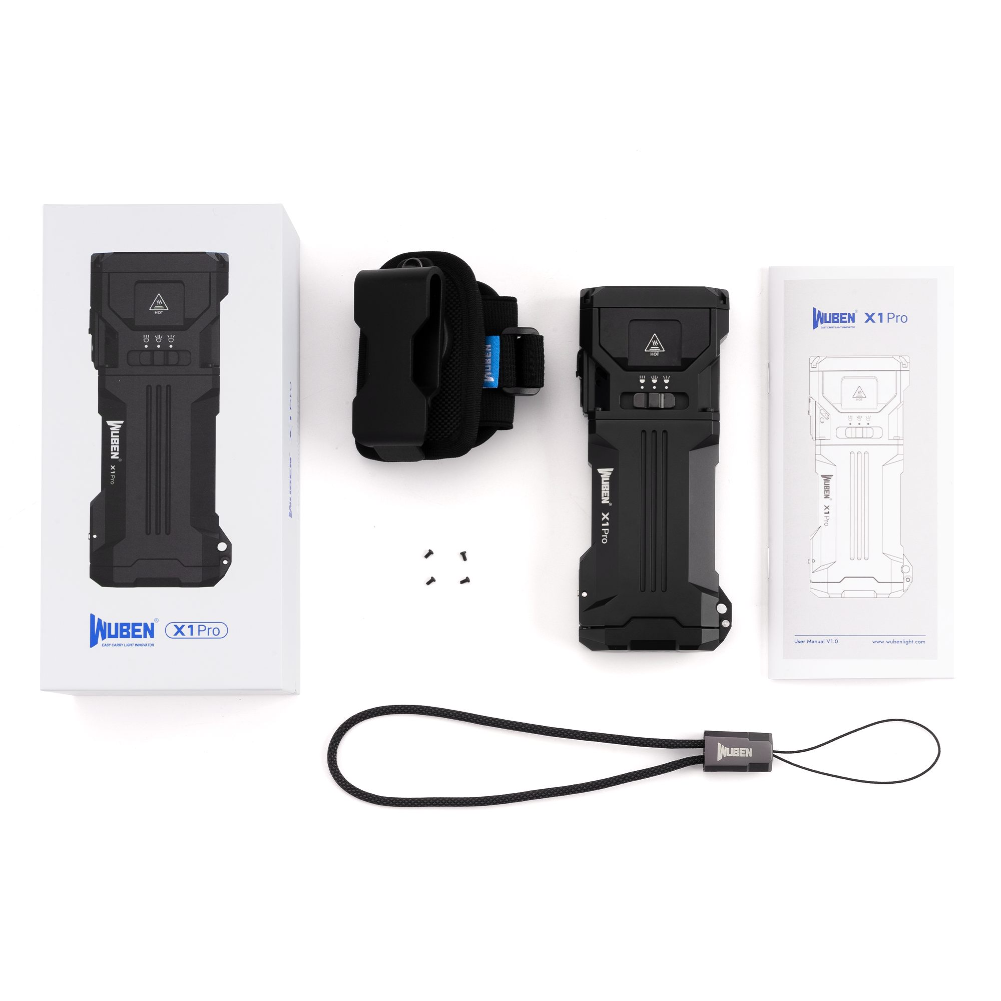 Wuben X1 Pro med Cree XHP50.3 LED'er, 8.650 lumen floodlys og 3.650 lumen spotlys
