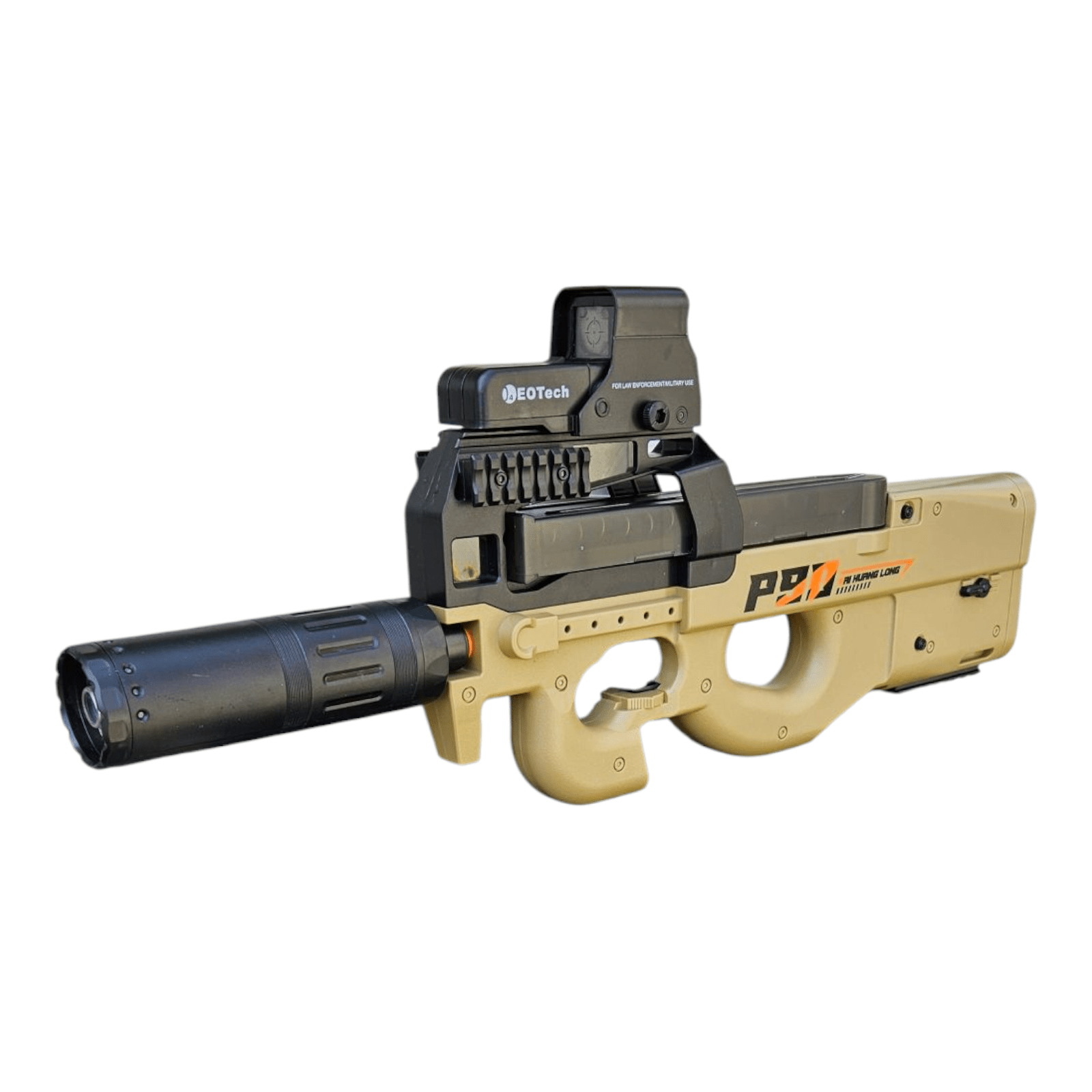 P90 Smoke Sand Tracer – Sand Finish, Tracer-Power med optik og lyddæmper