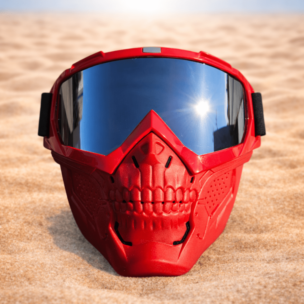 Red Skelet Silver Goggles - Rød Skelet Maske på sandstrand