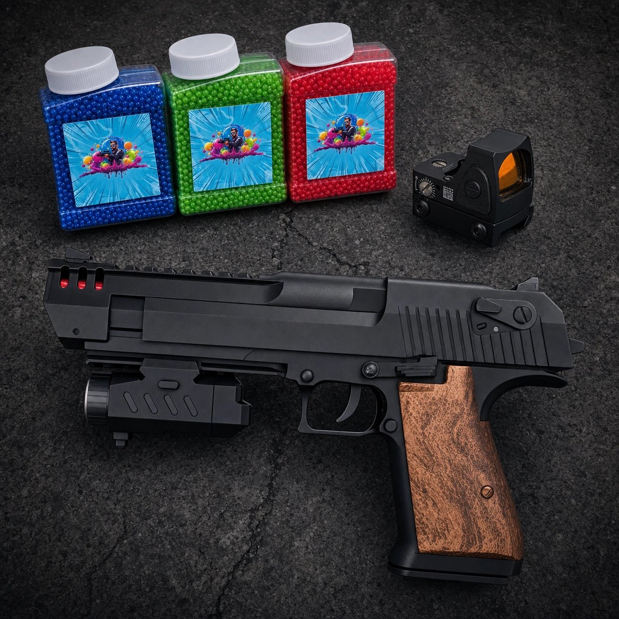 Shadow Reaper Pro Kit – Pro Gel Blaster med Rødpunktssigte, LED Lygte og kugler – gel blaster til udendørs leg og aktivitet