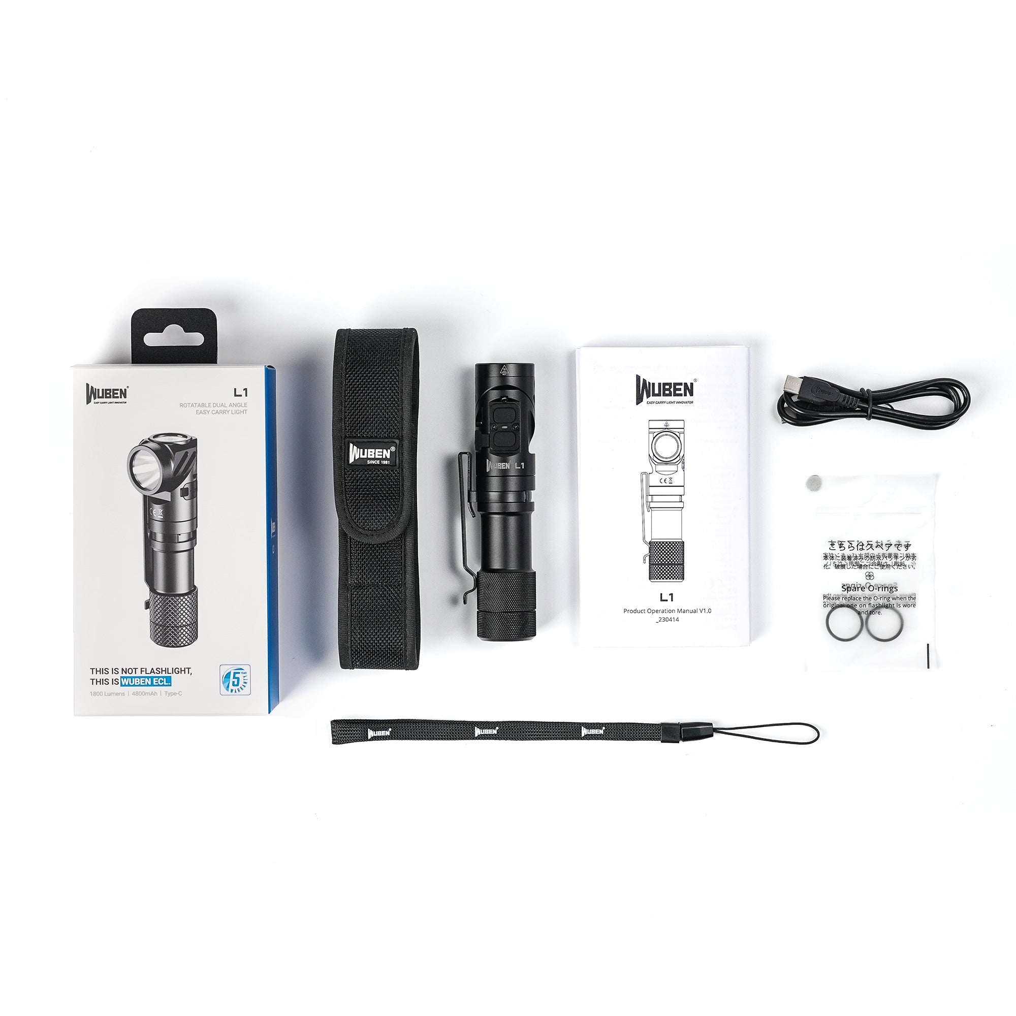 WUBEN L1 LED Lommelygte – 2.000 Lumen | Powerbank, USB-C & Drejeligt Hoved - Gelblastershop.dk