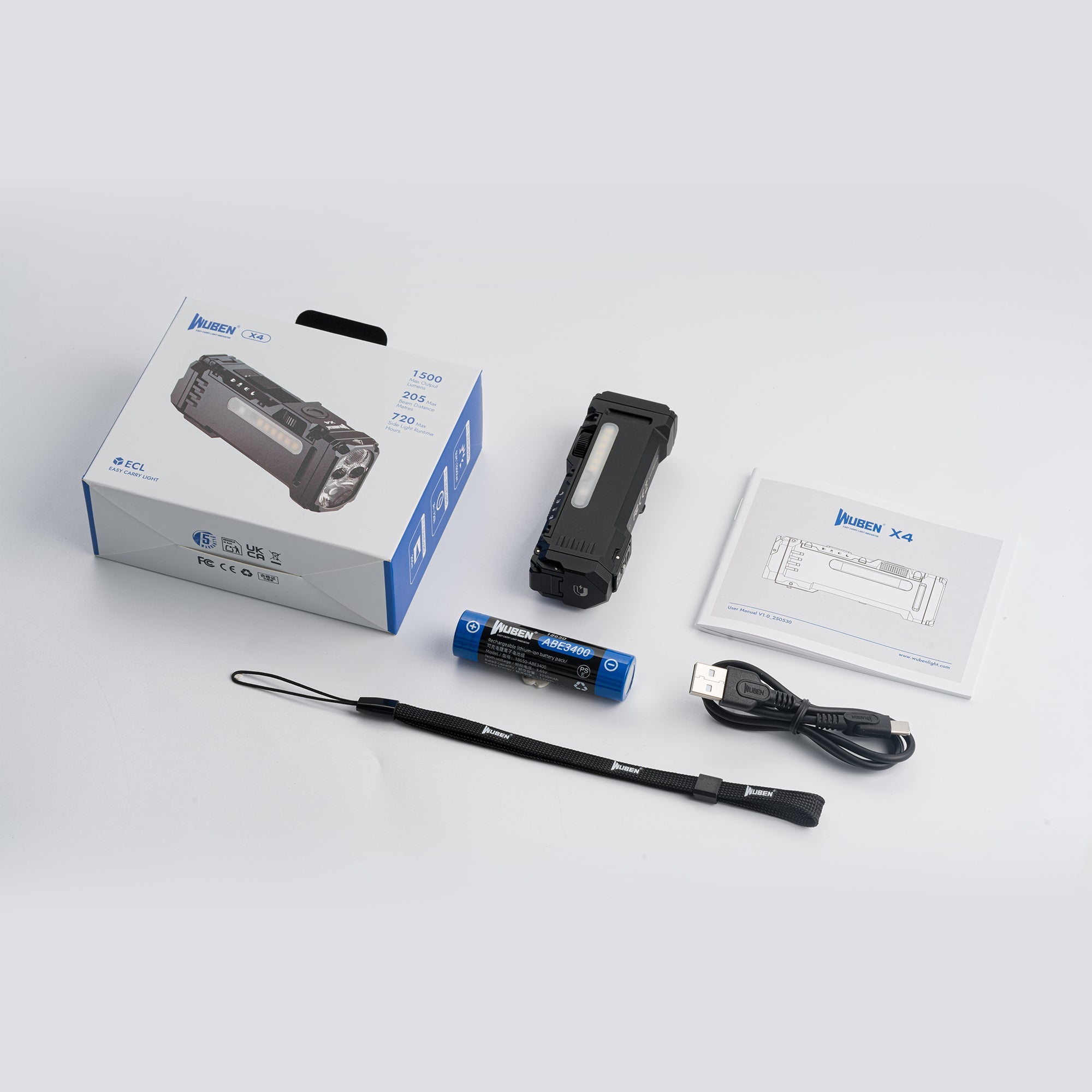 WUBEN X4 Sort – EDC LED Lommelygte, 1.500 Lumen - Gelblastershop.dk