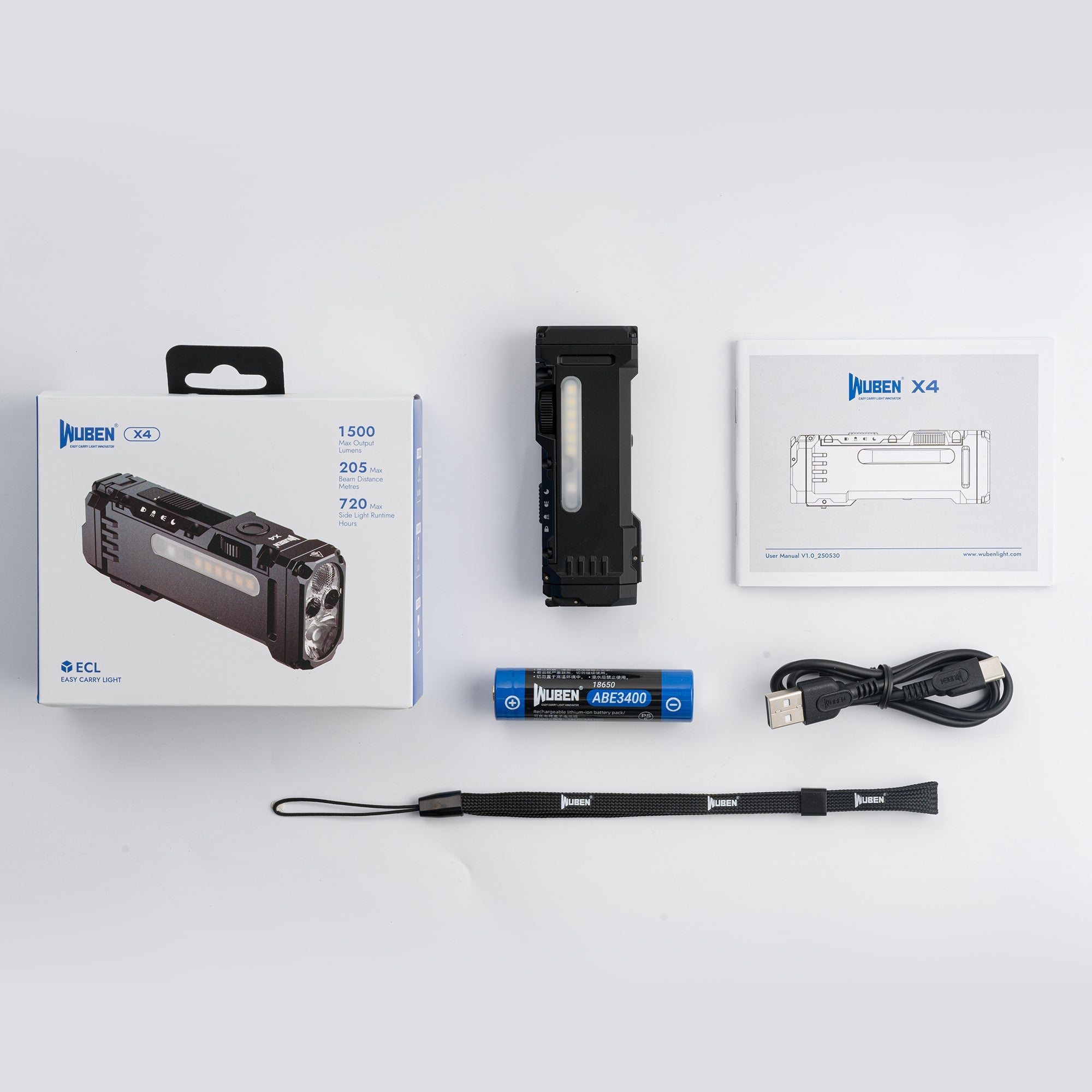 WUBEN X4 Sort – EDC LED Lommelygte, 1.500 Lumen - Gelblastershop.dk