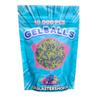 Pack of 10,000 gel balls in vibrant colors for gel blaster games, featuring a bright design.