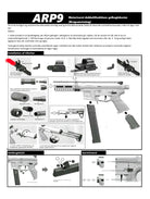 ARP 9 Gel Blaster Sand TopModel installationsvejledning med illustrationer og komponenter