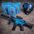 Chameleon Gelblaster Combo Set - blåt gelblaster gevær med skeletmaske og gelball pakker.