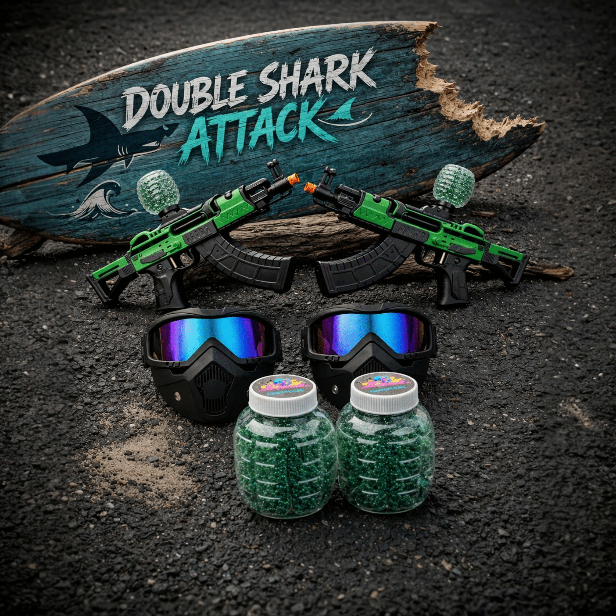 Dual Shark Attack Green Bundle - Gelblastershop.dk