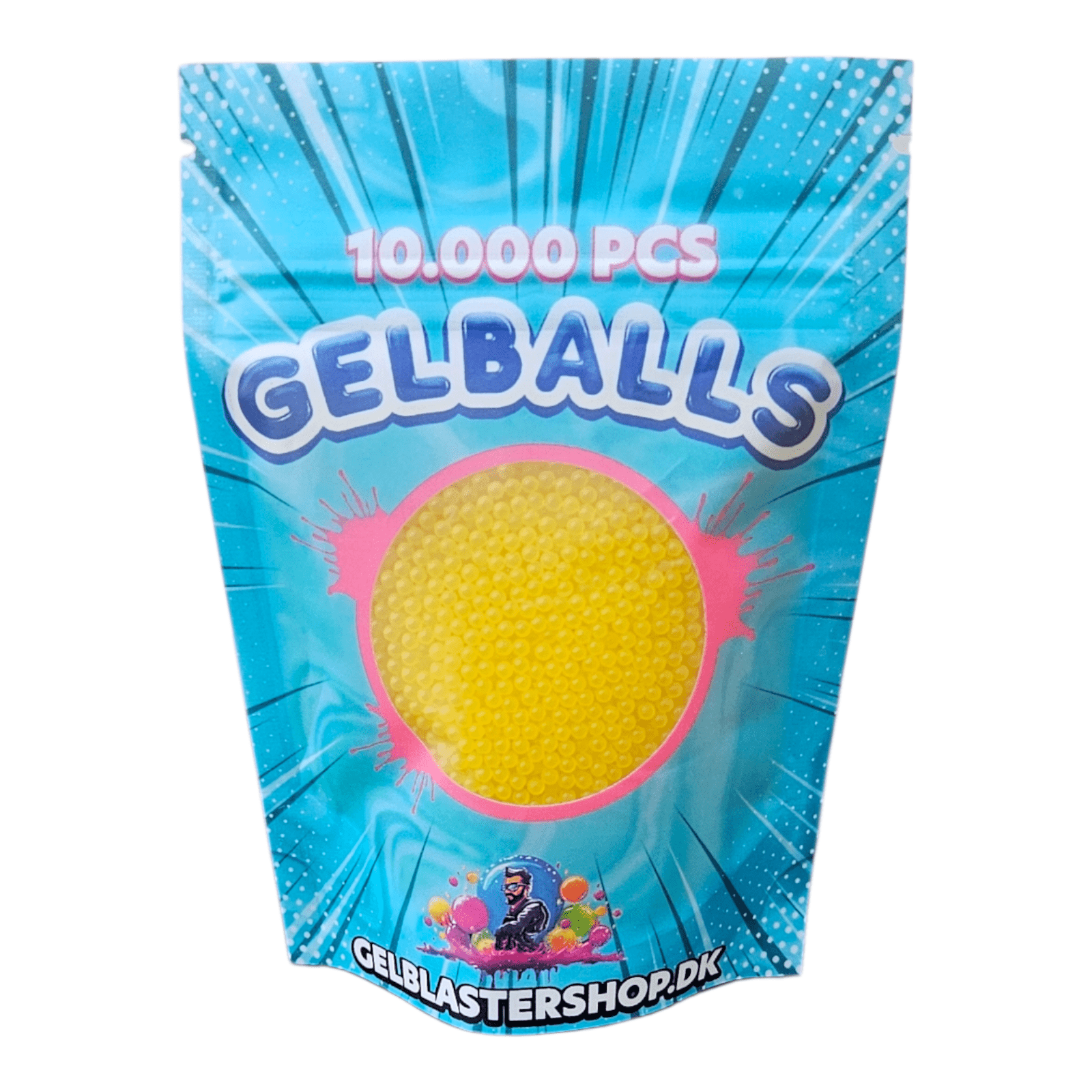 Gelblaster Kugler 7-8mm Gulmix Gelballs pack containing 10,000 yellow gel balls for shooting fun.