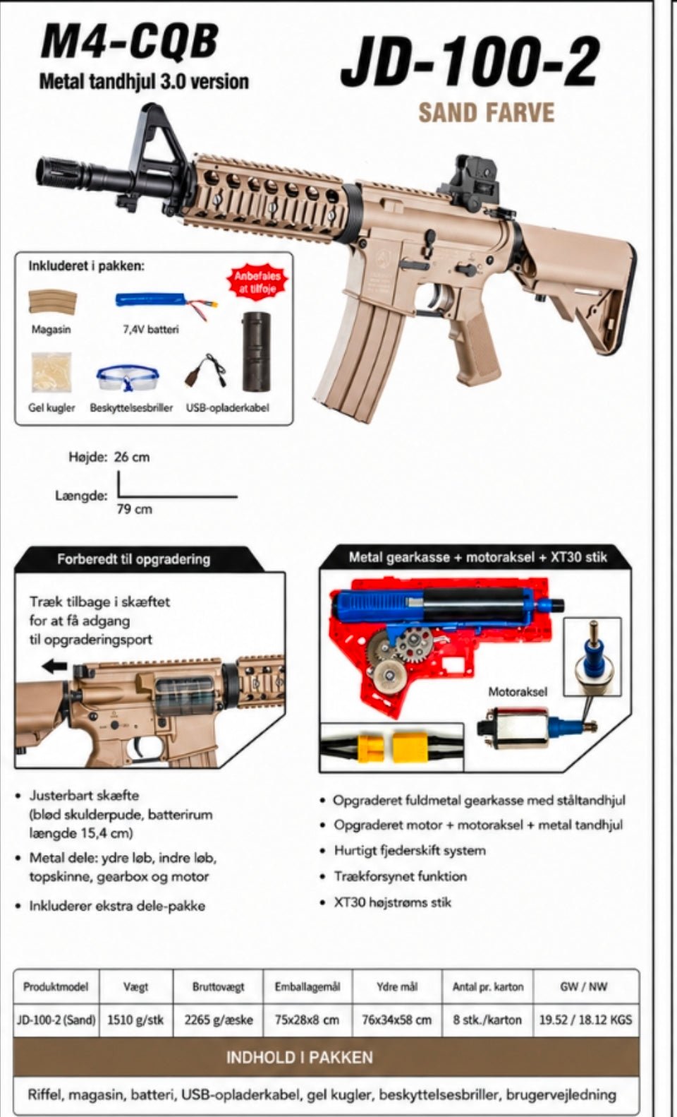 M4 Sand Gel Blaster Cyma JD-100-2 - Gelblastershop.dk