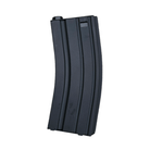 M4CQB black magazine designed for airsoft and tactical use, showcasing its sleek and durable design.