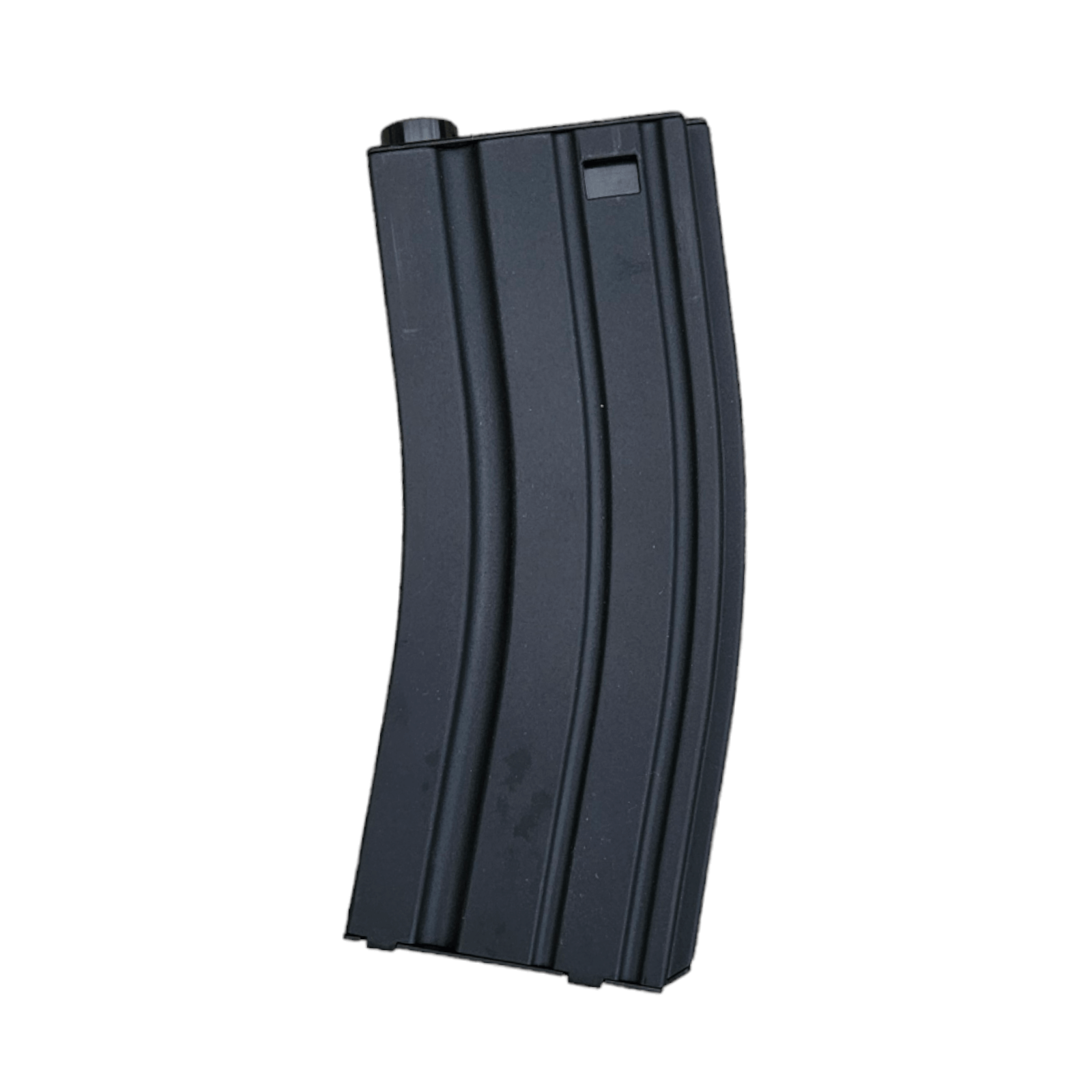 M4CQB black magazine designed for airsoft and tactical use, showcasing its sleek and durable design.