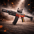 MK6 Luminous Red Heat Gel Blaster in a dynamic outdoor setting with vibrant colors.