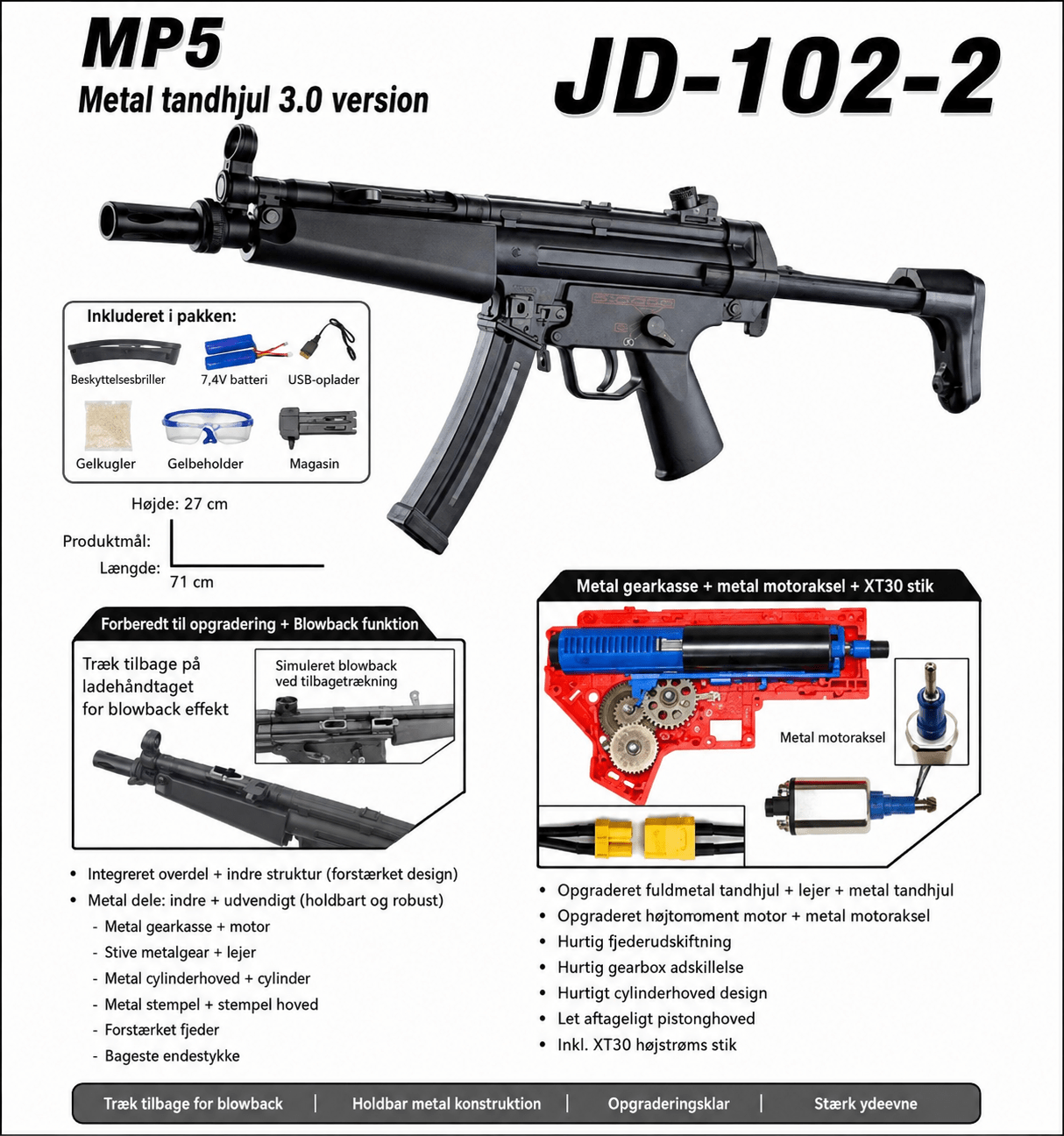 MP5 Cyma JD-102-3 Pro Gel blaster shop - Gelblastershop.dk
