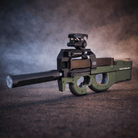 P90 Gel Blaster Green Gen3 TopModel set against a dramatic background, showcasing its unique design and features.