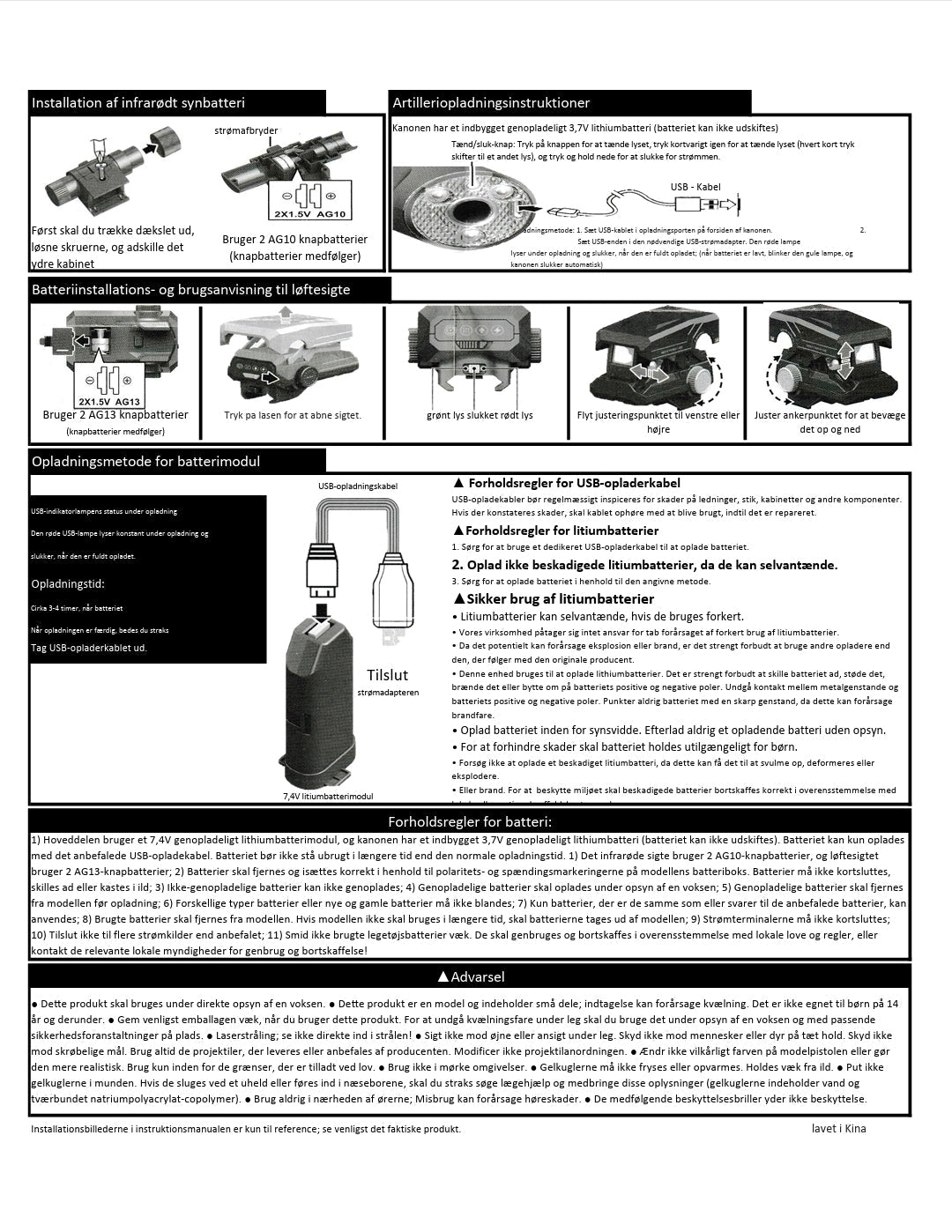 P90 Gel Blaster Green Gen3 installations- og brugervejledning med batterioplysninger og opladningsmetoder.