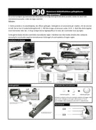 P90 Gel Blaster Green Gen3 topmodel brugervejledning med instruktioner og alle dele af gelblasteren. Billede af P90 Gel Blaster Green.