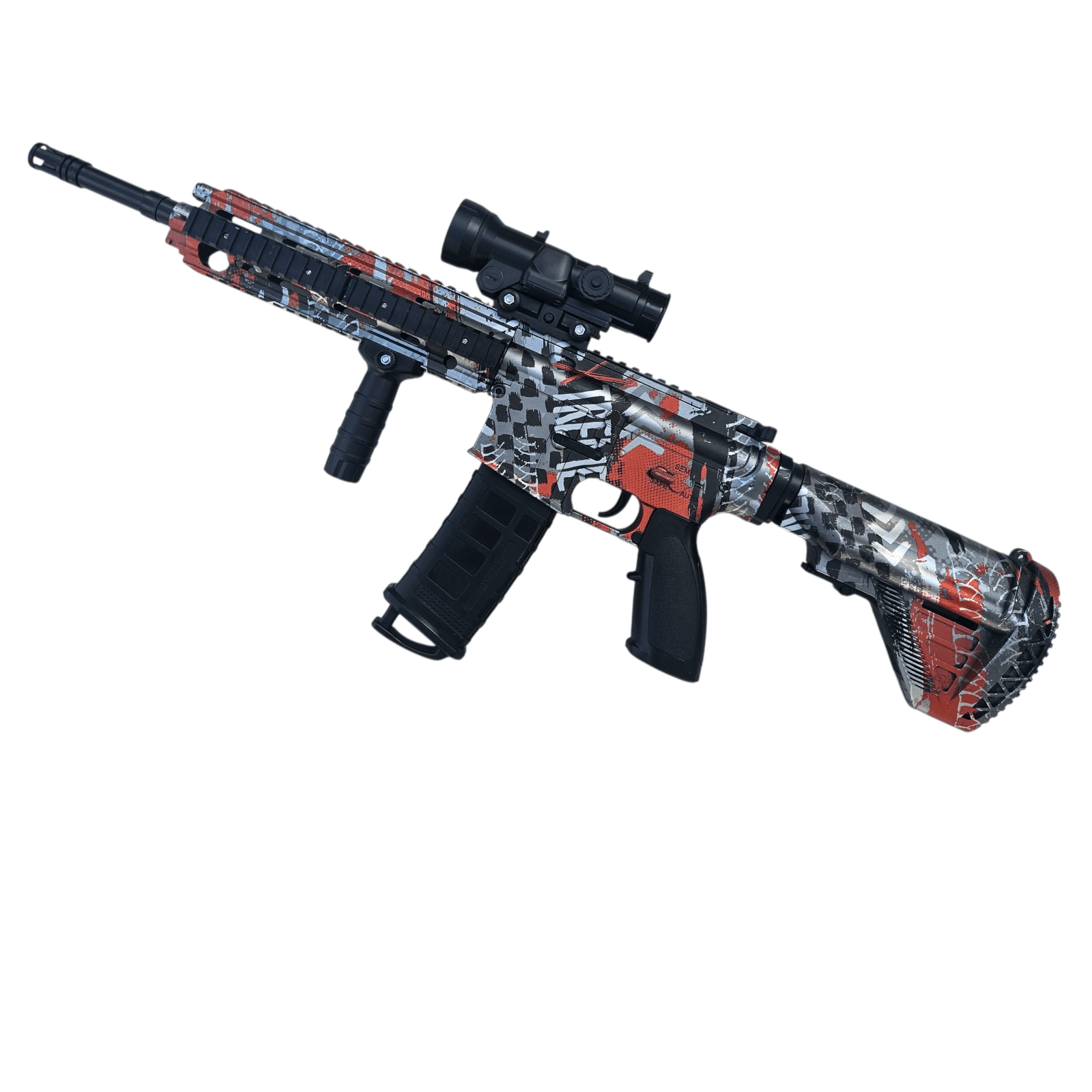 SilverStrike X4 Gel Blaster – Rød & Sølv Edition - Gelblastershop.dk