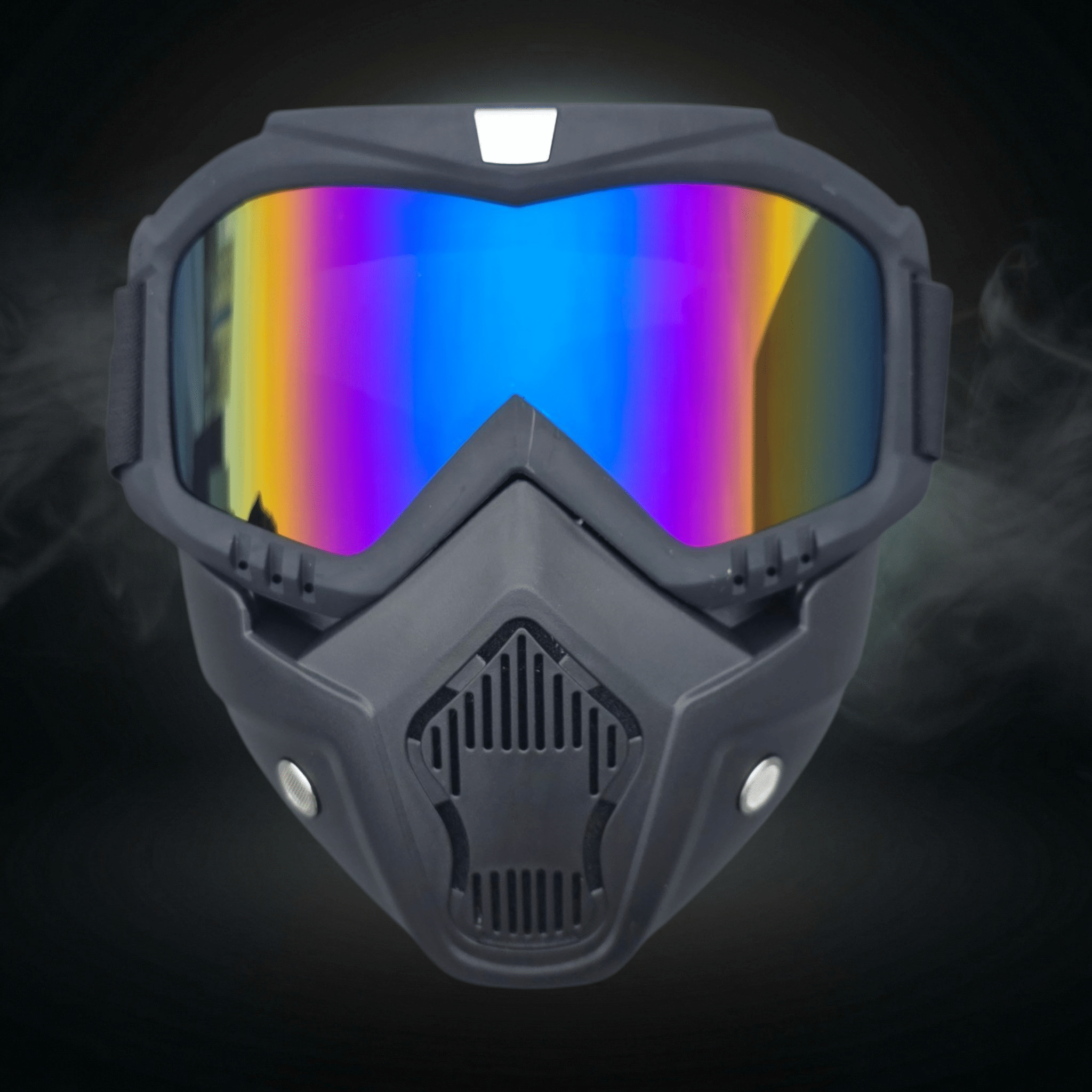 Sort Beskyttelsesmaske med Farvet Spejlglas – Komfortabel & Holdbar - Gelblastershop.dk