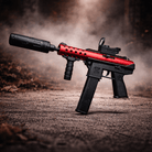 TEC-9 Gel Blaster Rød Dual Magasine med sort greb og lyddæmper
