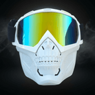 White Skelet Maske Golden - Cool Design Med Spejl Linse - Gelblastershop.dk
