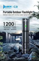WUBEN C3 LED Lommelygte – Genopladelig, 1200 lumen, vandtæt, perfekt til camping og udendørs aktiviteter.