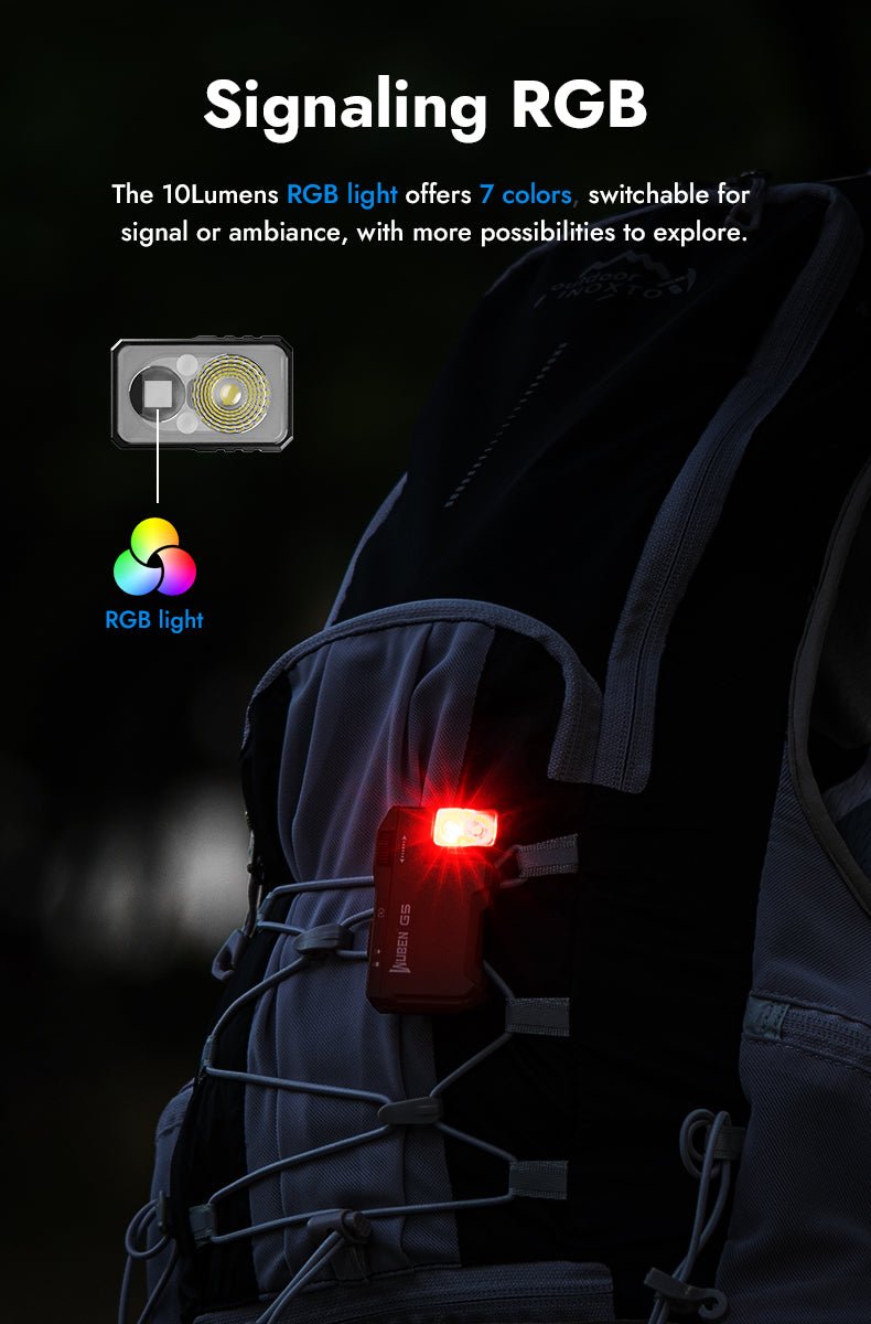 WUBEN G5 EDC LED Lommelygte med RGB lys funktion til signalering og ambiance.