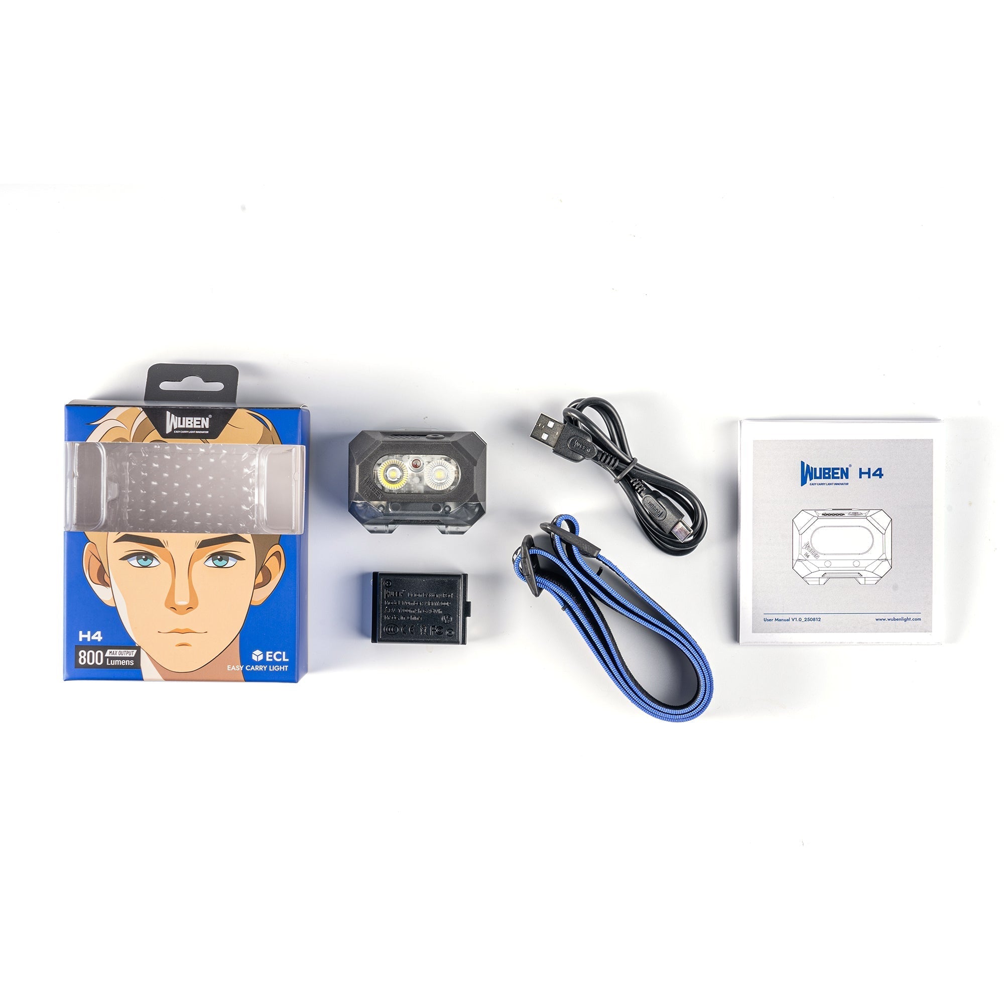 WUBEN H4 Sort – 800 lumen genopladelig pandelampe - Gelblastershop.dk