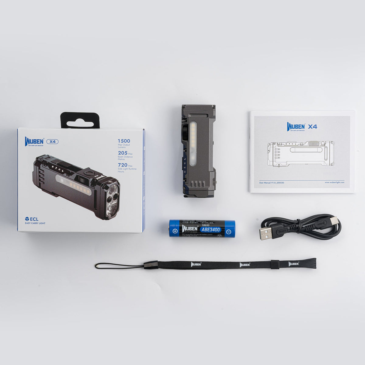 WUBEN X4 Grey – EDC LED Lommelygte, 1.500 Lumen - Gelblastershop.dk